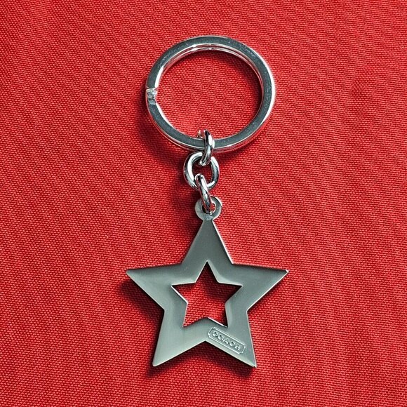 COACH Silver Tone Blue Star Keychain Keyfob Purse Charm Retired - Picture 8 of 9